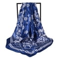 thumbnail image 4 of Vintage Paisley Print Square Silk Scarf for Women, 35-inch Large Fashion Neck Scarf, Lightweight Satin Head Scarf and Hair Accessory Navy, 4 of 6