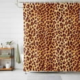 thumbnail image 3 of Brown Leopard Print Shower Curtain Set with Hooks, Wild Animal Abstract Texture Waterproof Fabric Bathroom Curtains Decor Home Accessories,Stall 36 X 72 Inch, 3 of 9