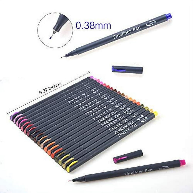 Colored Pens, 38 Fineliner Porous Fine Point Pens with 2 Stencils