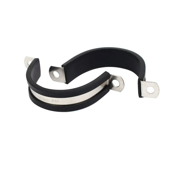 44mm Dia EPDM Rubber Lined U Shaped Pipe Tube Wire Clamps Clips 2pcs