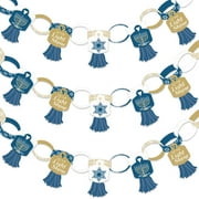 Big Dot of Happiness Happy Hanukkah - 90 Chain Links and 30 Paper Tassels Decoration Kit - Chanukah Holiday Party Paper Chains Garland - 21 feet