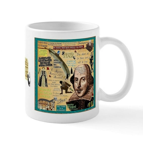 CafePress - Shakespeare Mug Mugs - 11 oz Ceramic Mug - Novelty Coffee Tea Cup