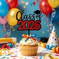 thumbnail image 5 of Tong Class Of 2026 Graduation Cake Topper Red Glitter 2026 Grad Cap Cake Pick Graduation Party For High School College Graduation Party Congrats Grad Cake For 2026, 5 of 5