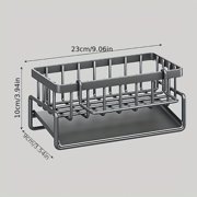1pc Sink Caddy, Sponge Drain Rack With Dishcloth Holder, Stainless Steel Sink Storage Rack For Sponge Dish Soap Dishcloth Brushes Rags, Kitchen Countertop Organizer, Kitchen Accessories