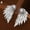 White, variant on Grandest Birch Women Retro Gothic Cool Jewelry Angel Wing Rhinestone Ear Jacket Earrings Alloy, Rhinestone White