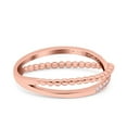 thumbnail image 2 of Rose Tone, Simulated Cubic Zirconia Size-8 Beaded Criss Cross Wedding Ring 925 Sterling Silver, 2 of 7