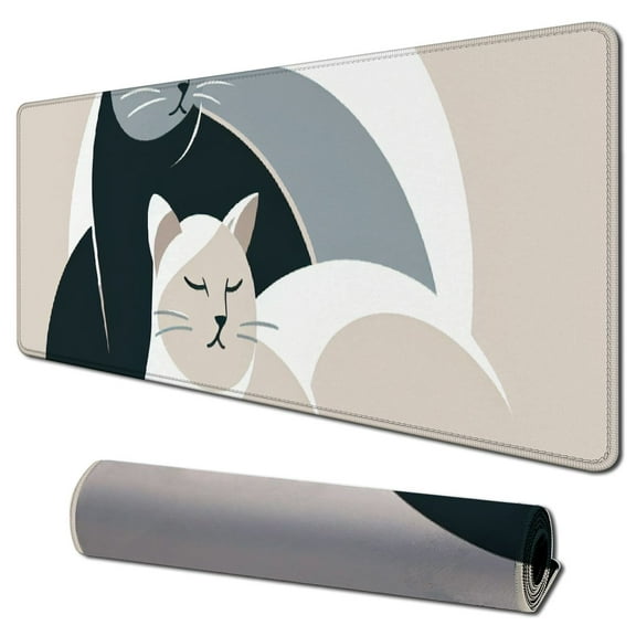 nygtbtfer Cute Sleeping Cats Desk Mat Desk Pad, Mouse Pad XXL, Cream Tan Gaming Deskmat, Large Keyboard Mat, Office Decor Desk Accessories for Women
