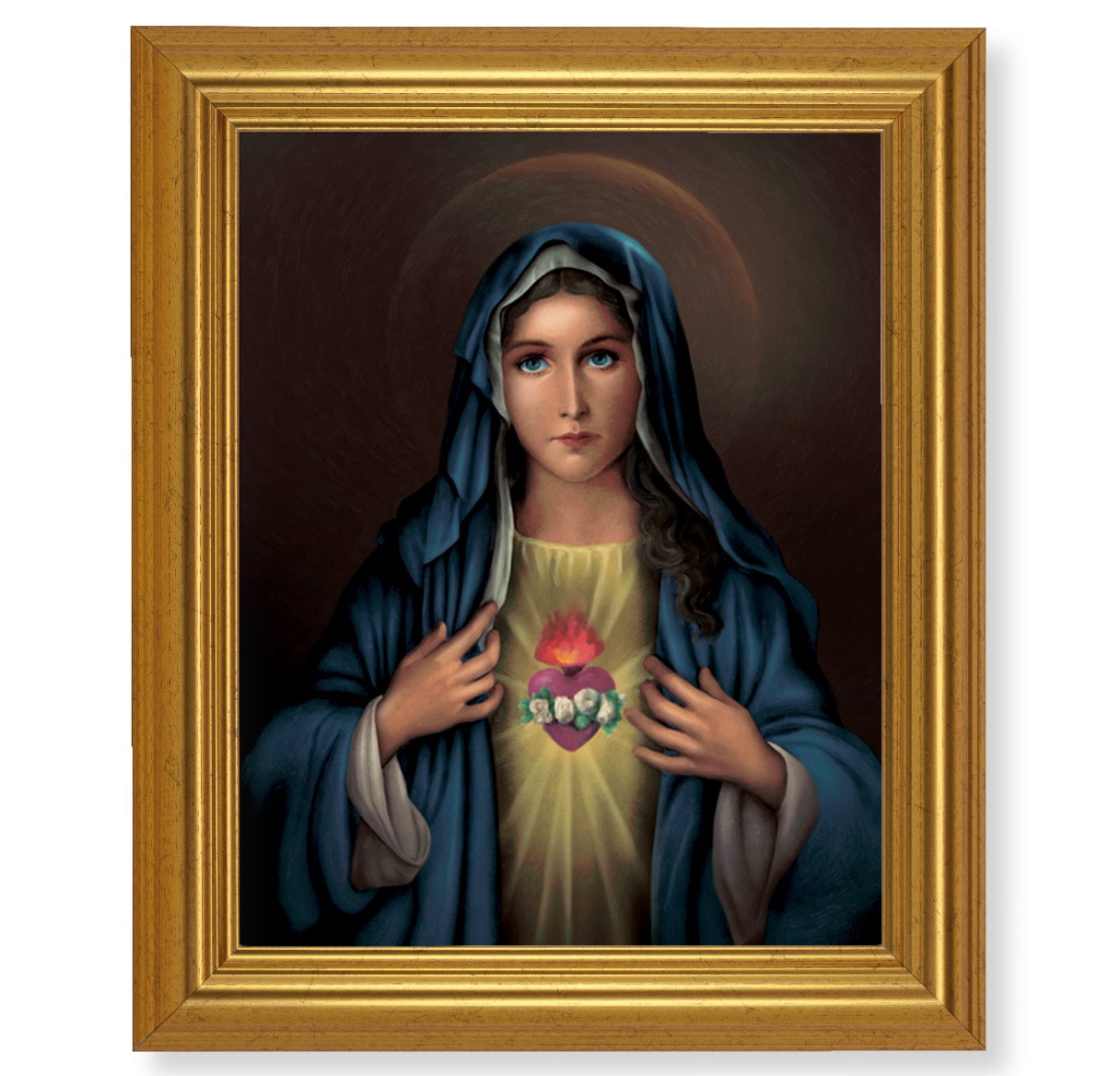 Immaculate Heart of Mary Picture Framed Wall Art Decor, Large, Antique