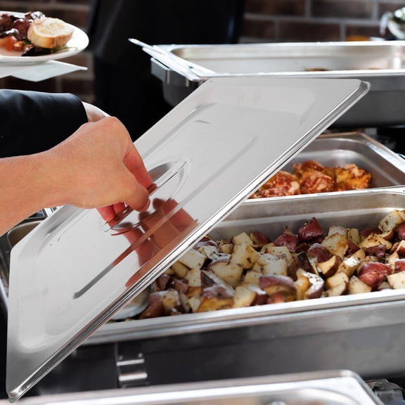 Masteelf Stainless Steel Rectangular Pan Lid with Handle, Handled Pot Cover, Buffet Pan Protector for Kitchen and Hotel Use