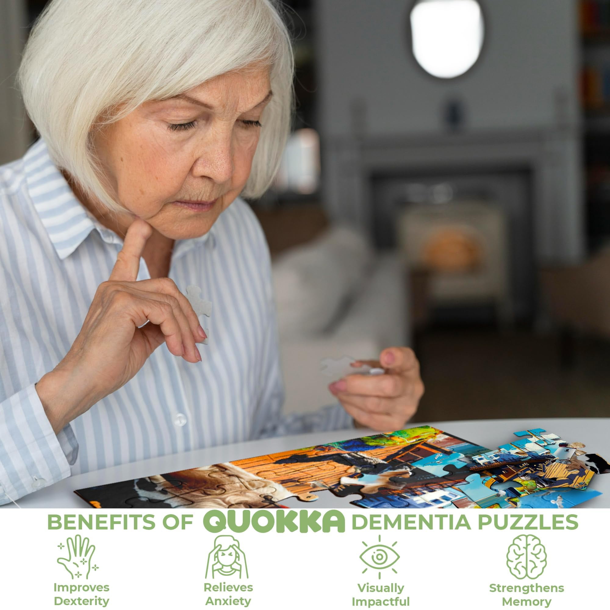 Quokka Dementia Puzzles for Adults - 3x100 Piece Set Dementia Puzzles for Elderly - Horses & Cars
