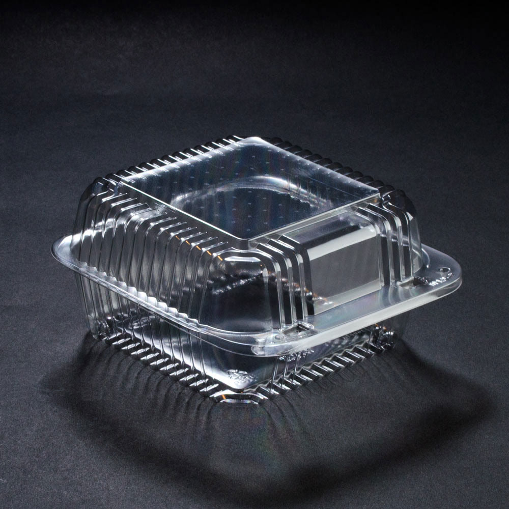 6 x 6 x 3 PETE Square Plastic Clear Hinged Containers, 500/CS