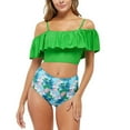 thumbnail image 1 of Women‘s Ruffled Two Piece Swimsuit Floral Printing High Waisted Bathing Suit Tummy Control Swimwear Bikini, 1 of 5