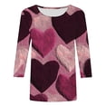 thumbnail image 5 of Styesk T-Shirts pour Femmes à Manches 3/4 Longueur, Imprimé Cœur, Hauts de Sortie, T-Shirts Confortables et Doux à Col Rond, Chandail à Enfiler, T-shirt Léger de Mode, Graphique de la Saint-Valentin, Grande Taille, Hauts Décontractés, 5 of 5