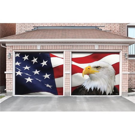 UPC: 0841282142879 | My Door Decor 285901PATR-011 7 x 8 ft. USA Flag & Eagle Patriotic Door Mural Sign Split Car Garage Banner Decor  Multi Color