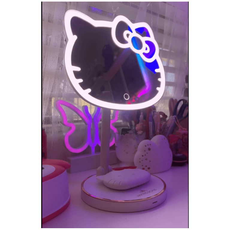 Impressions Vanity Hello Kitty Tabletop Mount LED Rechargeable Makeup  Mirror with 360 Degree Rotation, Touch Sensor Desk Mirror with Light Strip  and