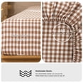 thumbnail image 5 of MooMee Gingham Sheet Set 100% Washed Cotton Linen Like Textured Extra Deep Pocket Breathable Lightweight 4-Piece (Dark Orange, Queen), 5 of 9