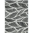 thumbnail image 3 of 2'x4' Black White Machine Woven UV Treated Tropical Palm Leaves Indoor Outdoor Accent Rug, 3 of 3