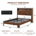 thumbnail image 3 of Tcbosik Platform Bed Full XL Size, Bed Frame with Charging Station and Storage Headboard, Metal Slats Support, Easy Assembly, Walnut, 3 of 9