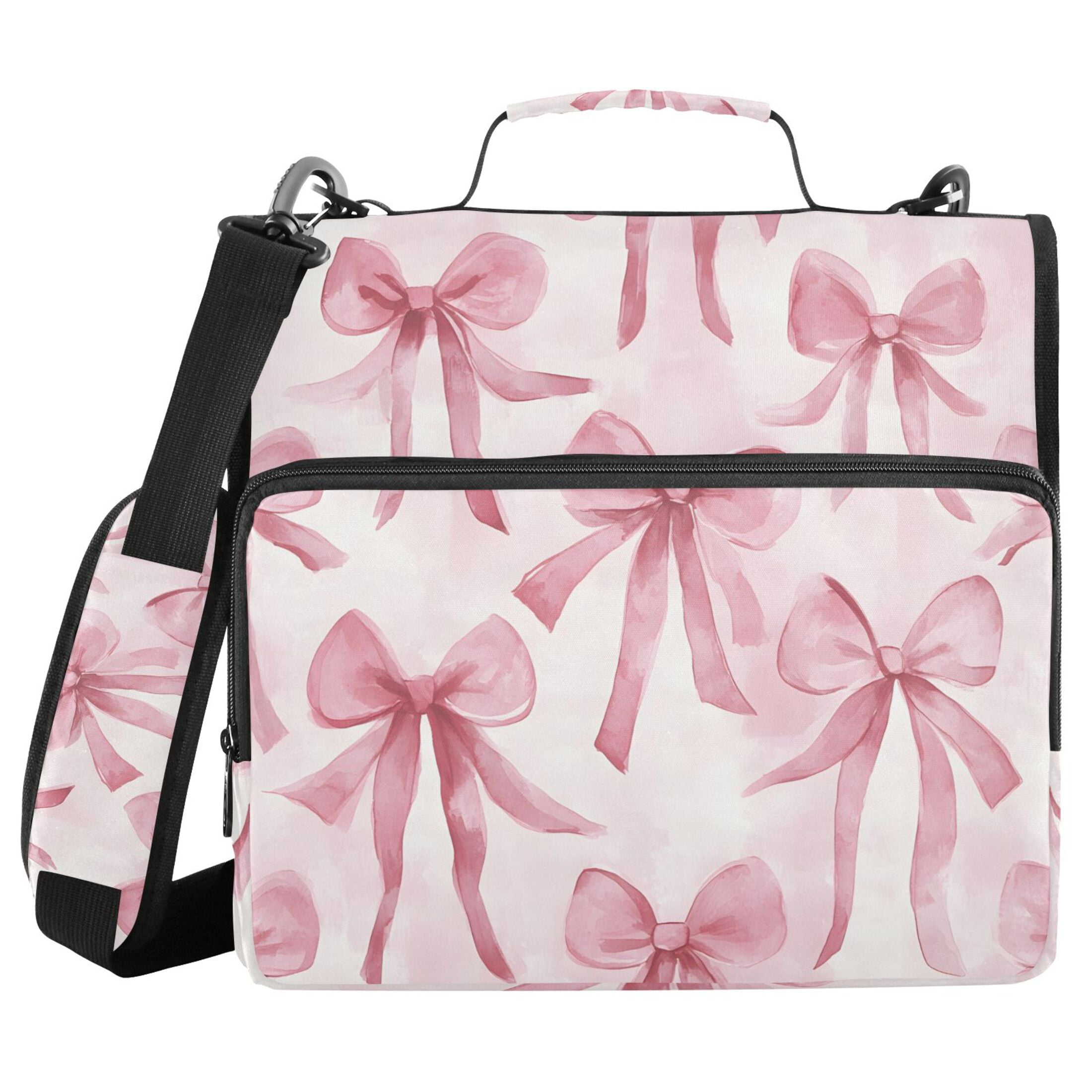 ALAZA Zipper Binder Watercolor Bow 1.5 inch 3 Ring 500 Sheet Capacity File Folder School Organizer