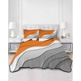 thumbnail image 2 of Quilts Twin Size Bedding Set, Orange Grey Ombre Lightweight Quilted Comforter, Modern Geometric Abstract Aesthetics Cream Soft Bedspread Coverlet with Pillow Covers for All Season, 68" x 86", 2 of 7