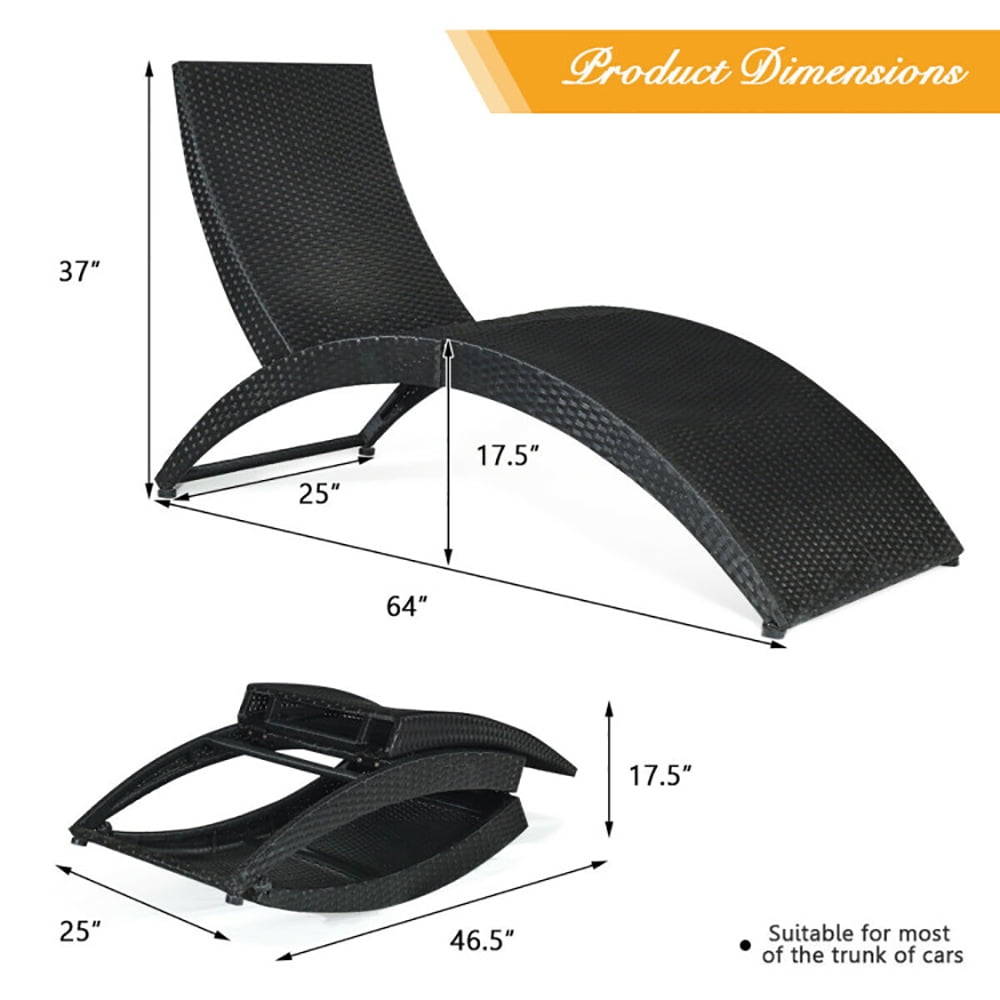 Aimee Lii Folding Patio Rattan Lounge Cushioned Portable Chair, Patio Loungers, White