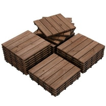 Yaheetech 27PCS Interlocking Patio Deck Tiles 12 x 12in Wood Floor Tiles Outdoor Flooring for Patio Garden Deck Poolside Brown