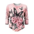 thumbnail image 5 of HongQid 3/4 Sleeve Print Top for Women Crew Neck Floral Graphic Pullover Casual Layering Outfits Spring Fall Fashion Lightweight Trendy Printed Tunic, 5 of 7