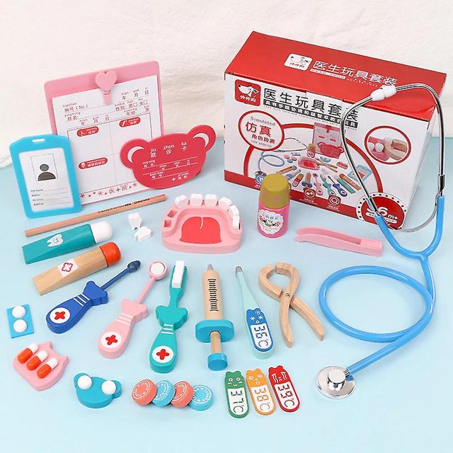 Ni?os Juguetes de madera Juego de imaginación Doctor Set Enfermera Inyección Kit médico Juego de rol Juguetes clásicos Simulati
