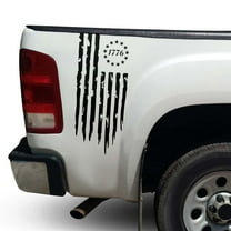 Betsy Ross Flag 1776 Distressed American USA US Flag Rear Truck Bed Vinyl Decal Sticker fits Most Pickup Trucks 13 Stars EUA Flag Rear Graphic Founding Fathers Flag (11" x 25", Black)