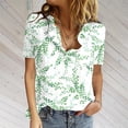 thumbnail image 6 of Mchoice Summer Tops for Women 2024 Trendy Short Sleeve Split Neck Shirts Floral Print Elegant Blouses With Chest Pocket, 6 of 7
