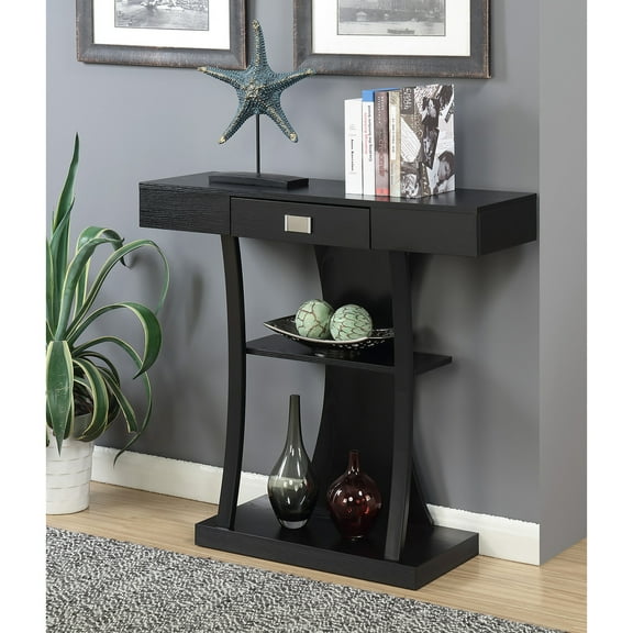 Console Table with Drawer & Shelves - Entryway Hallway Table - Black Finish - 30"D x 16"W x 30"H