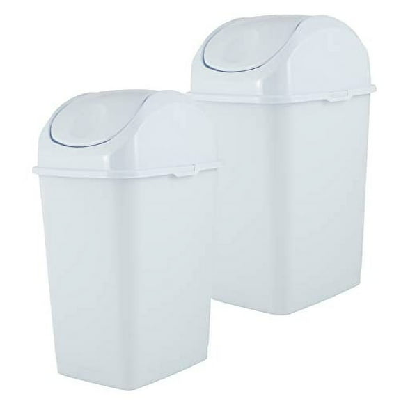 Superio 4.5 Gallon Trash Can with Swing Top Lid, Waste Bin for Home, Kitchen, Office, Bedroom, Bathroom- 18 Qt (White)