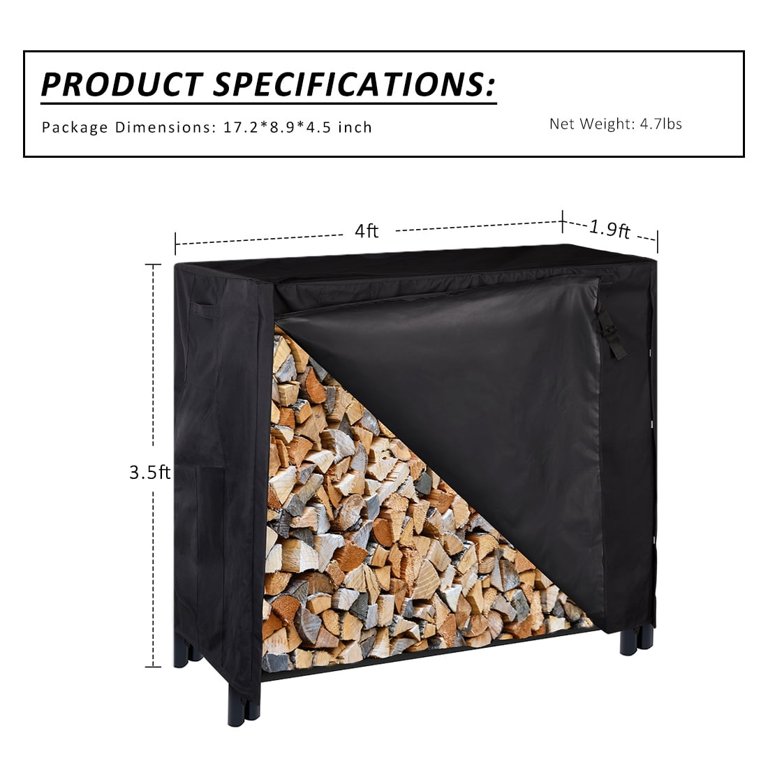 Heavy Duty Waterproof Outdoor Firewood, Small Outdoor Log Holder With Cover