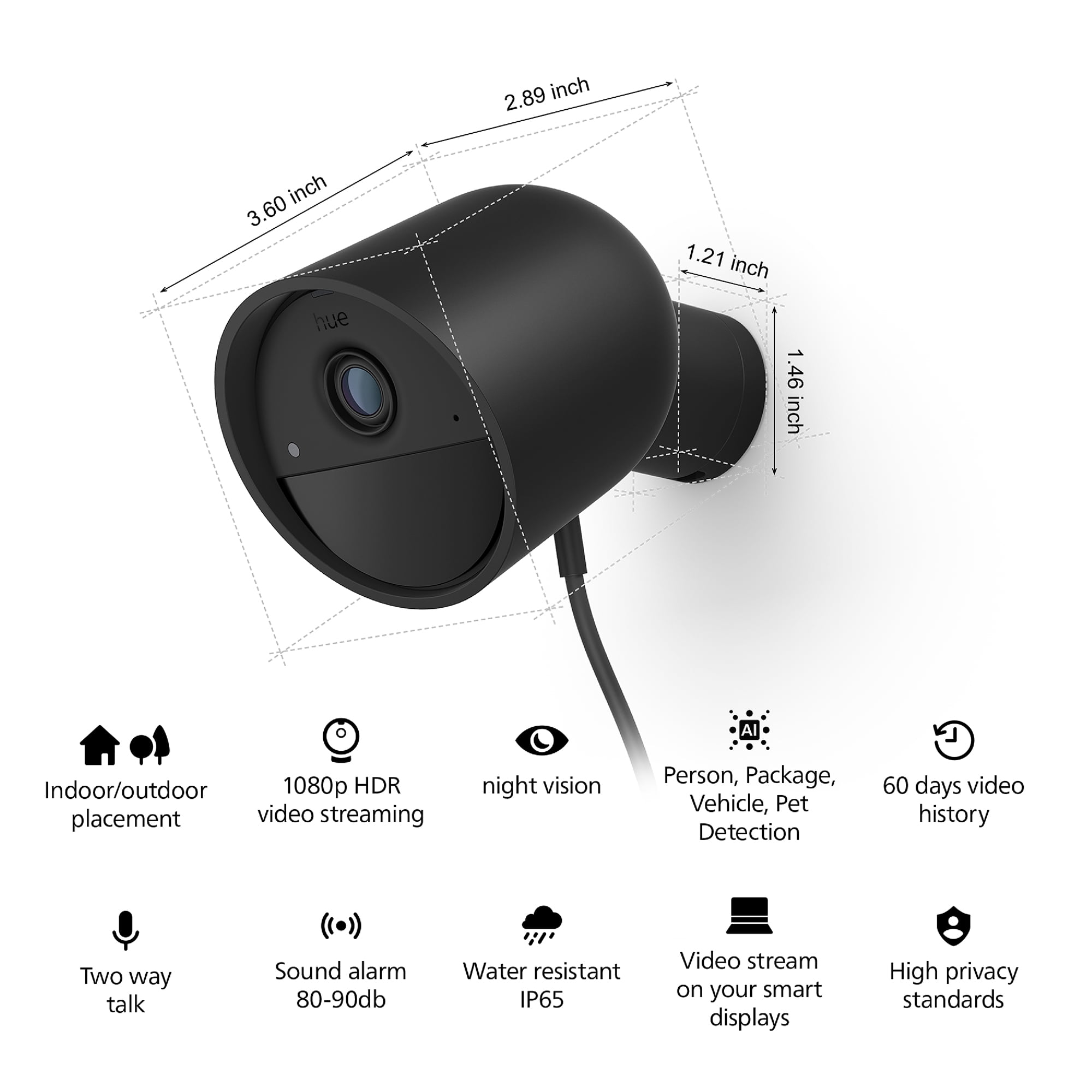 Philips Hue Secure Wired Security Camera, Black