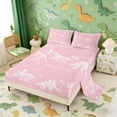 thumbnail image 2 of Erosebridal Cartoon Dinosaur Print Full Size Sheets for Kids, Pidnk White Bed Sheets, 4pcs (1 Flat Sheet, 1 Fitted Sheet and 2 Pillowcases), 2 of 6
