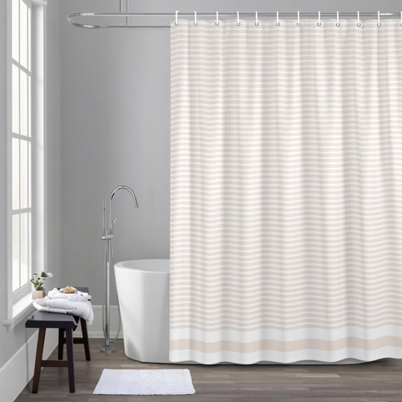 Stripes 72x72 Inches Waterproof Shower Curtain, Abstract Beige Geometric Simple Bath Curtain Set with 12 Hooks Washable Shower Curtains for Bathroom Bathtub Decor
