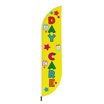 Day Care 2 Feather Flag(11.5Feetx2.5Feet) By Dreamcontroller | Outdoor Business Advertising Tall Flag | Weather-Resistant Knitted Swooper Flag | Made In Usa | Hd Print (Flag Only)