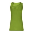 thumbnail image 3 of EchfiProm Slim T-Shirts for Women Y2k Green Tops Notch Neck Casual Ribbed Solid Pullover Sleeveless Ladies, 3 of 4