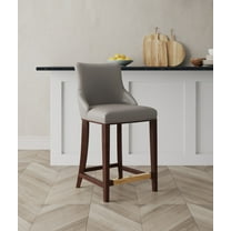 Manhattan Comfort Shubert Counter Stool with Solid Wood Frame in Dark Taupe