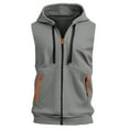 thumbnail image 5 of Evdexr Mens Sleeveless Hoodie Zip Up Sweatshirts Hooded Solid Gym Drawstrings Tank Tops Lightweight Loose Fit Zipper Muscle Fit Pullover Light Gray 2XL, 5 of 5