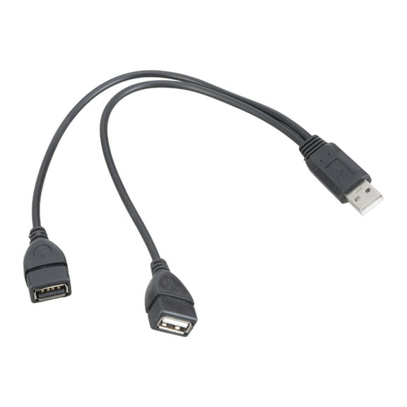 USB 2.0 Male to Double Female Y Splitter Charger Cable Wire for Data Transfer