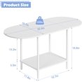 thumbnail image 2 of White Coffee Table for Living Room, Small Oval Coffee Table with Storage and Wood Tabletop, Mid Century Round Center Table for Small Space, Home Office, 2 of 16
