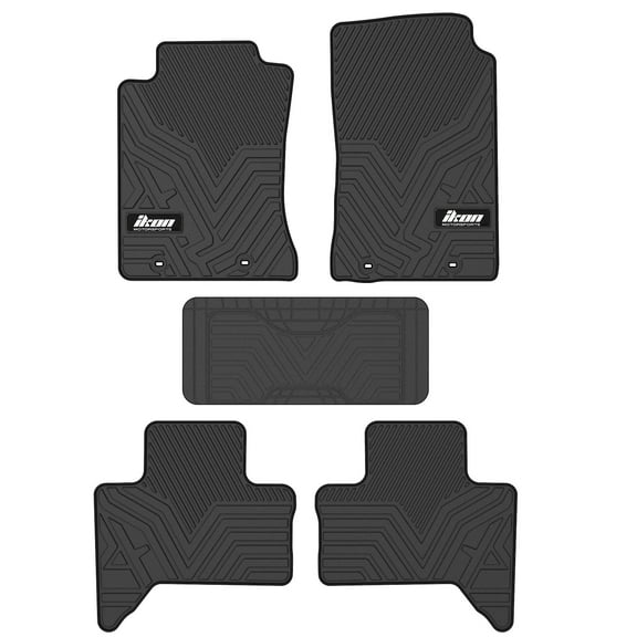 Ikon Motorsports Floor Mats Compatible With 2011-2014 Toyota Tacoma Extended Cab, Latex Heavy Duty All Weather Car Front Rear Carpets Liner 5PC Black