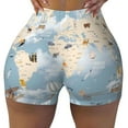 thumbnail image 2 of Lsque Animals Travel World Map Pattern High Waisted Biker Shorts for Women-Tummy Control Fitness Athletic Workout Running Yoga Gym Shorts,Moisture-Wicking-Large, 2 of 9