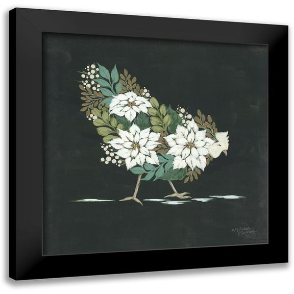 Norman, Michele 12x12 Black Modern Framed Museum Art Print Titled - Floral Winter Hen