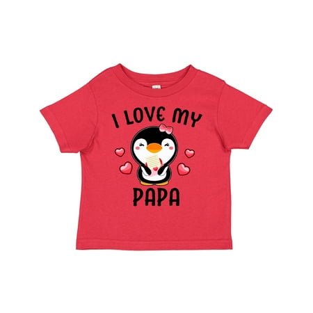 

Inktastic I Love My Papa with Cute Penguin and Hearts Gift Toddler Toddler Girl T-Shirt