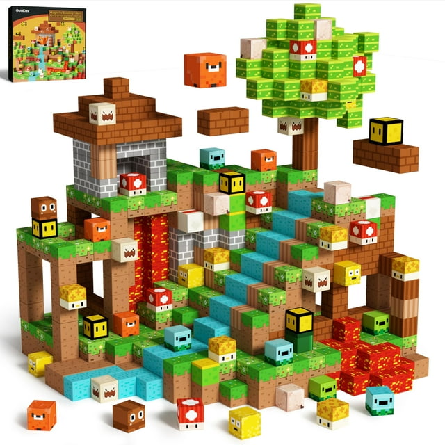 Bloques magnéticos GoBidex, 200 piezas, juguetes de construcción basados en juegos, 3 o más