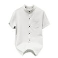 thumbnail image 2 of Zynviq Band Collar Men Shirts Short Sleeve Button Down Solid Casual Waffle Shirts Tops for Men 2025 XXL, 2 of 4
