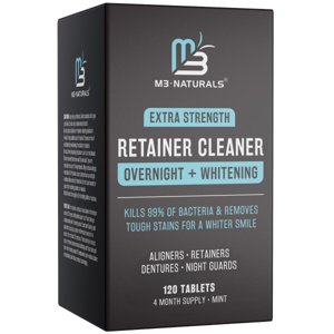 M3 Naturals Retainer Cleaner Overnight + Whitening, Mint, 120 Count