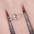 thumbnail image 2 of 1.50 Carat Pear Shape Morganite Engagement Ring Promise Ring Anniversary Ring On 10k Rose gold Art Deco Ring, 2 of 6